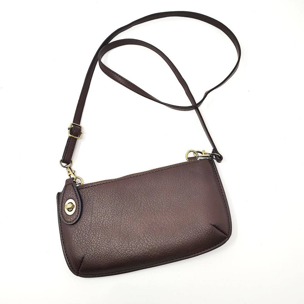 Joy Susan Crossbody Brown Faux Leather Vegan Purse Bag Minimalist Chic Boho - Picture 2 of 9